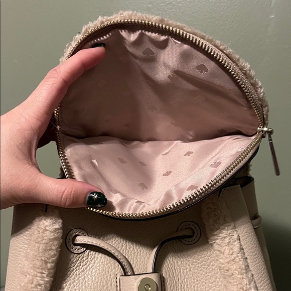 Kate Spade Beige/Cream Shearling and Leather Backpack - Picture 8 of 8
